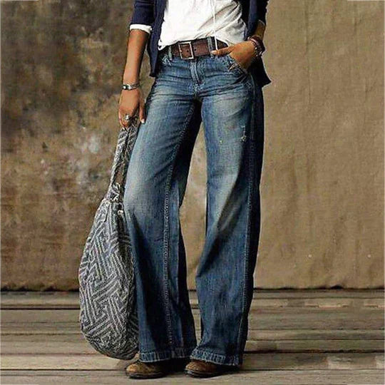 Damenjeans im Retro-Look mit weitem Bein - Ashra