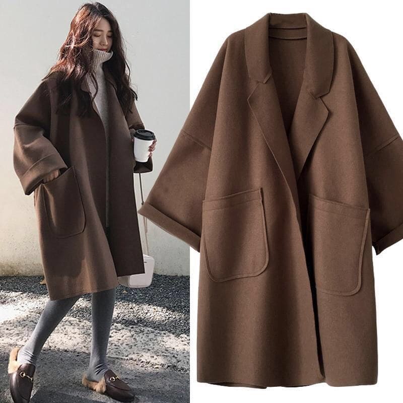 Oversized Wollmisch-Trenchcoat mit breitem Reverskragen - Leonie