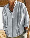 Herren-Leinenhemd mit Streifenmuster für Komfort und lässigen Stil – Sebastian