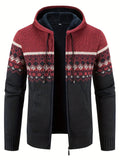Herren-Strickjacke mit Kapuze und Norwegermuster – Sam