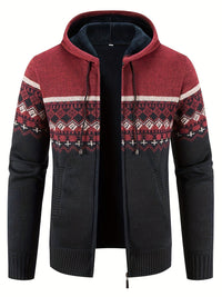 Herren-Strickjacke mit Kapuze und Norwegermuster – Sam
