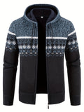 Herren-Strickjacke mit Kapuze und Norwegermuster – Sam