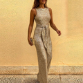 Glitzernder  Party Jumpsuit mit Taillengürtel für elegante Anlässe – Sabine