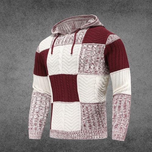 Woll-Kapuzenpullover mit Karomuster für Herren – Evander