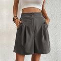 Elegante Schwarze High-Waist Falten-Shorts - Jolianne