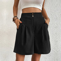 Elegante Schwarze High-Waist Falten-Shorts - Jolianne