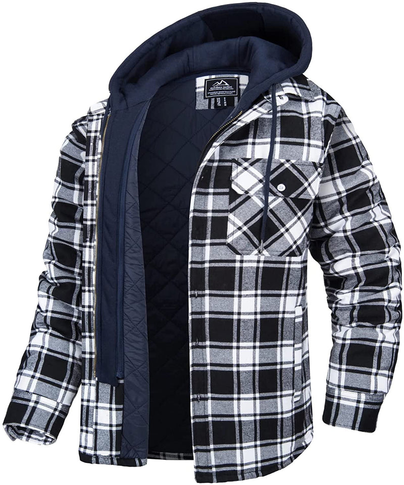 Gefütterte Herren-Flanelljacke mit Kapuze  – Evan